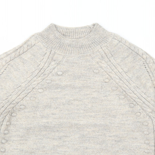Marks and Spencer Womens Grey Mock Neck Acrylic Pullover Jumper Size S - Textured