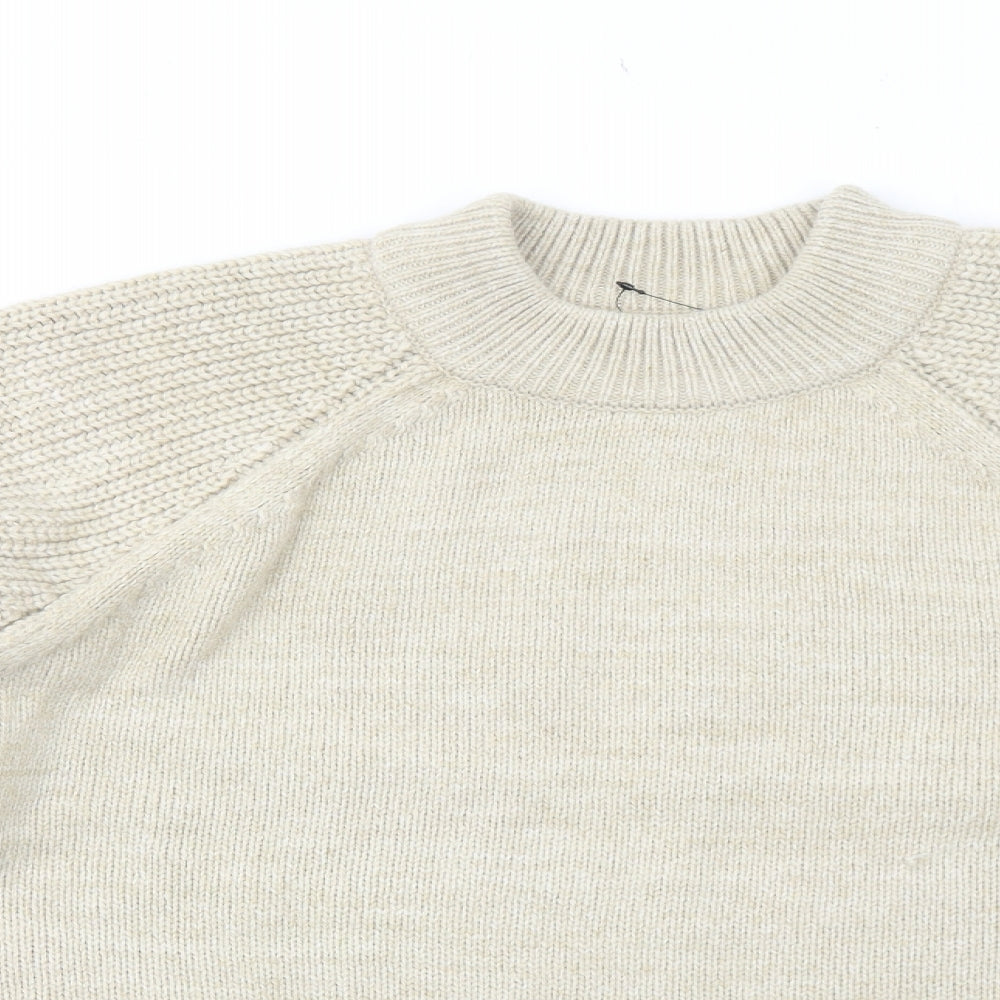 Marks and Spencer Womens Beige Mock Neck Acrylic Pullover Jumper Size XL