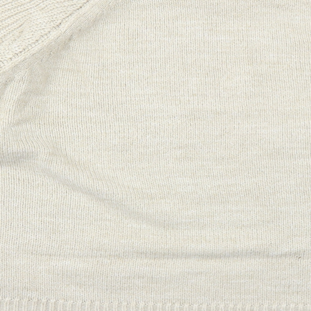 Marks and Spencer Womens Beige Mock Neck Acrylic Pullover Jumper Size XL