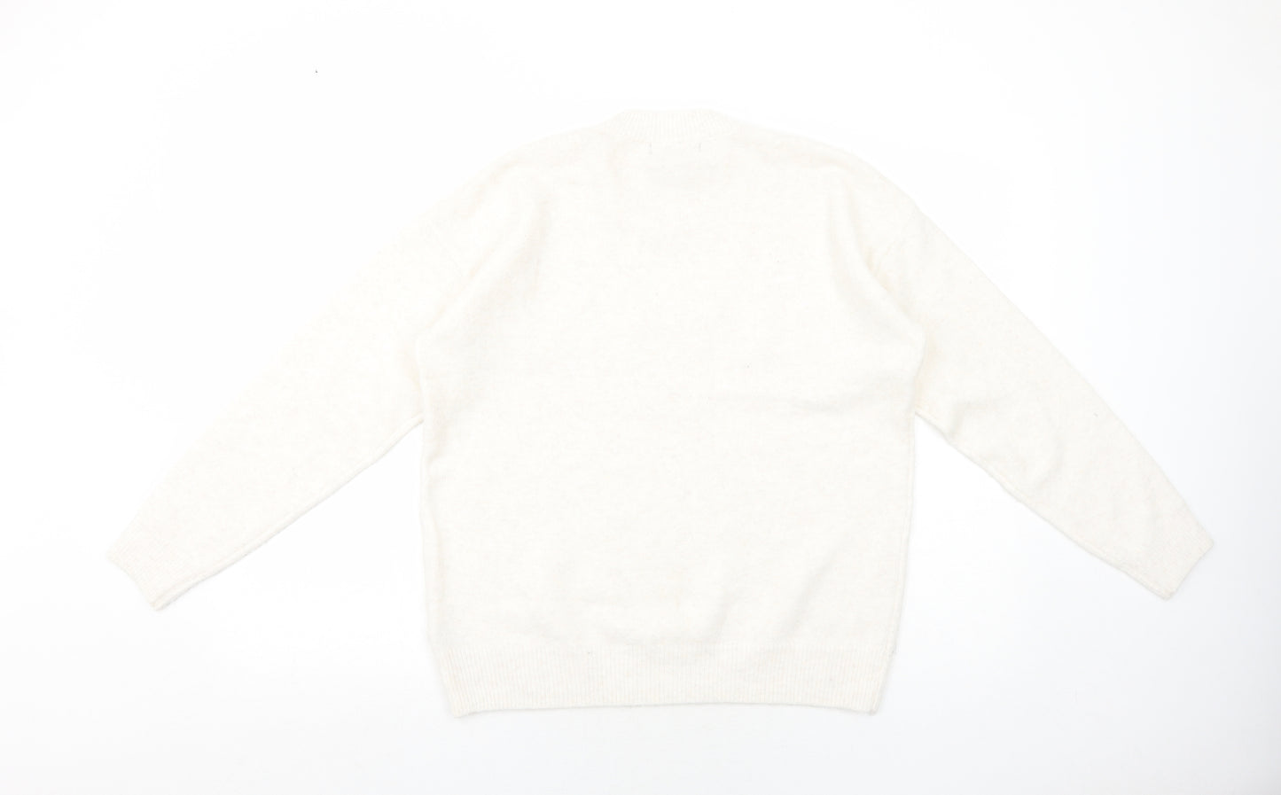 Marks and Spencer Womens Ivory Crew Neck Polyester Pullover Jumper Size M - Wish