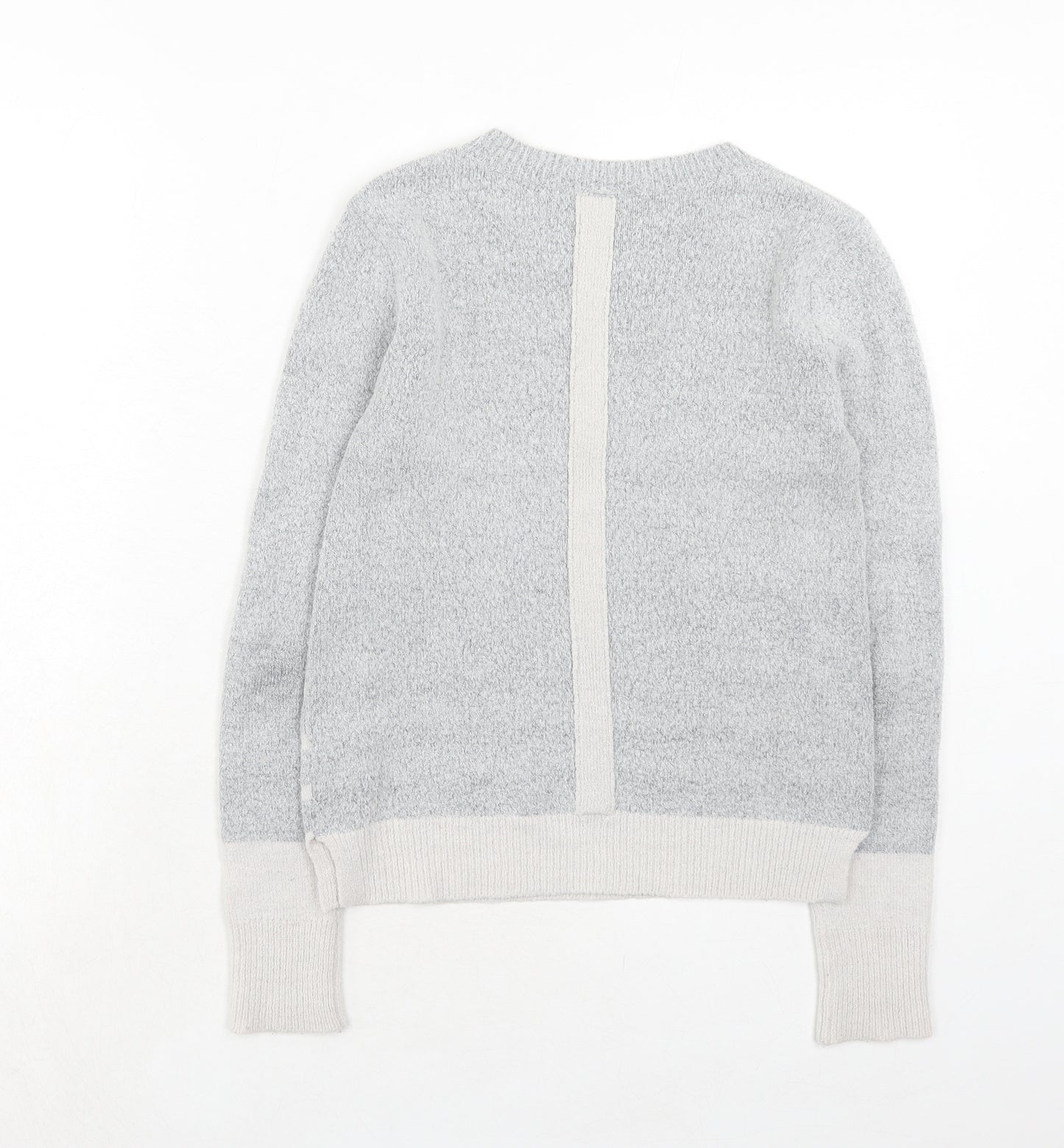 Oasis Womens Grey Boat Neck Striped Acrylic Pullover Jumper Size XS