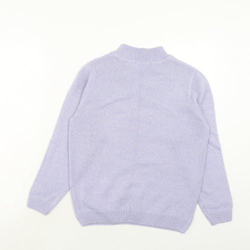EWM Womens Purple Mock Neck Acrylic Pullover Jumper Size S