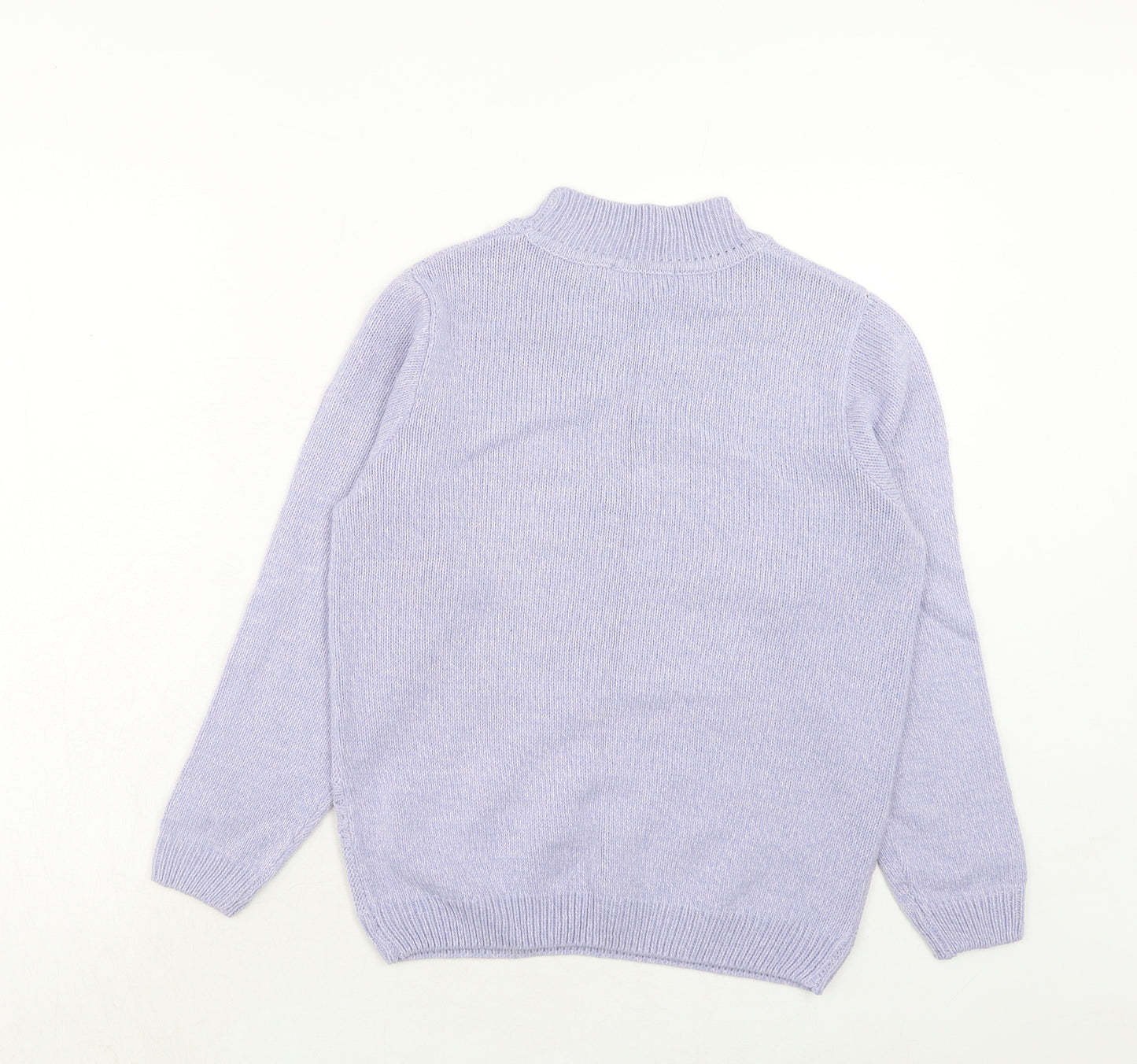 EWM Womens Purple Mock Neck Acrylic Pullover Jumper Size S