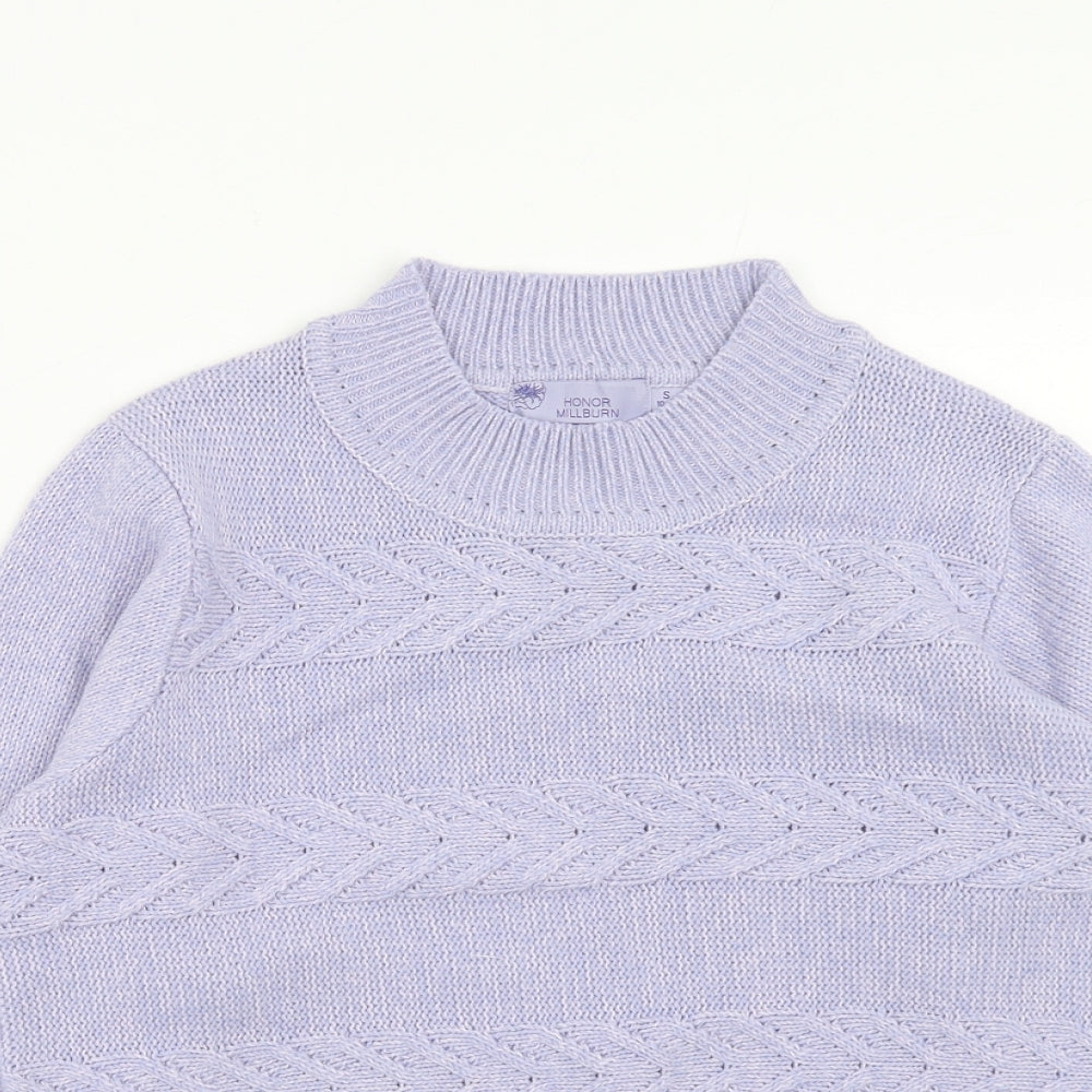 EWM Womens Purple Mock Neck Acrylic Pullover Jumper Size S
