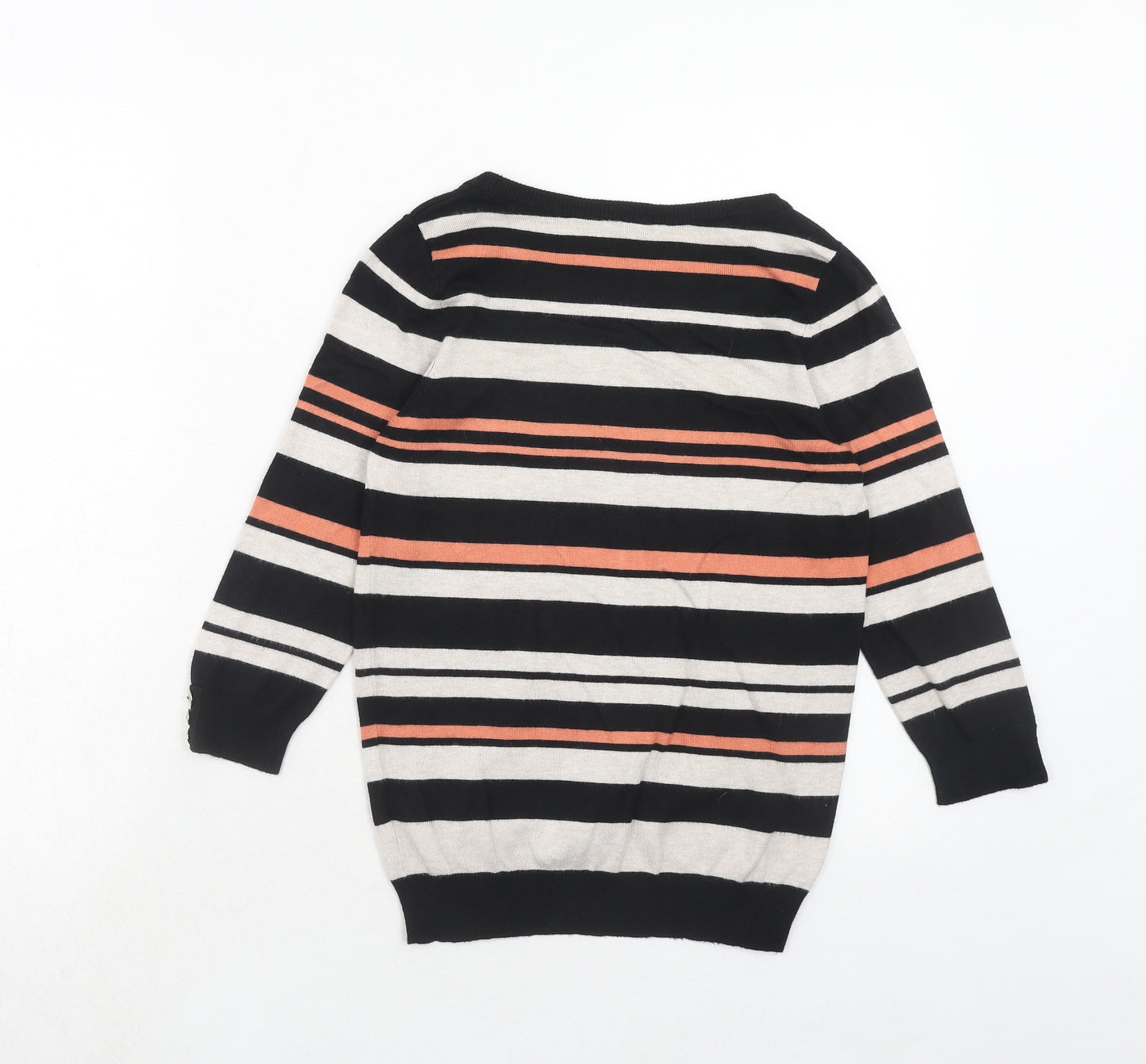 BHS Womens Multicoloured Boat Neck Striped Viscose Pullover Jumper Size 8
