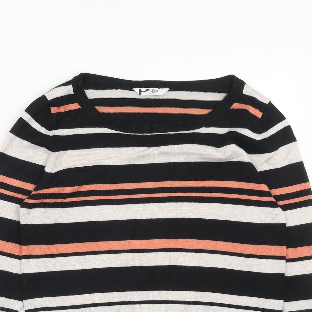 BHS Womens Multicoloured Boat Neck Striped Viscose Pullover Jumper Size 8