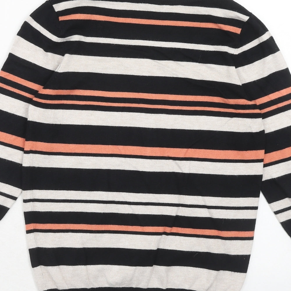 BHS Womens Multicoloured Boat Neck Striped Viscose Pullover Jumper Size 8