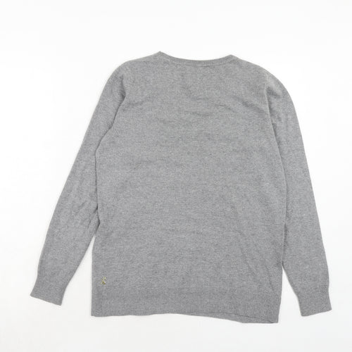 Joules Womens Grey Boat Neck Cotton Pullover Jumper Size 10 - Friyay