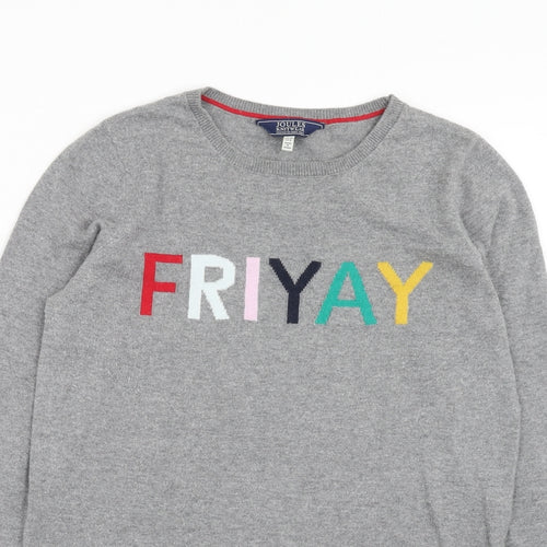 Joules Womens Grey Boat Neck Cotton Pullover Jumper Size 10 - Friyay
