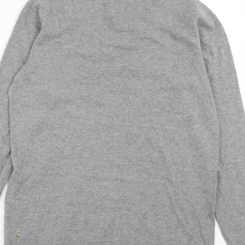 Joules Womens Grey Boat Neck Cotton Pullover Jumper Size 10 - Friyay