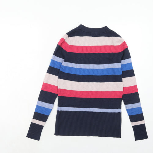 Marks and Spencer Womens Multicoloured Round Neck Striped Viscose Pullover Jumper Size 10