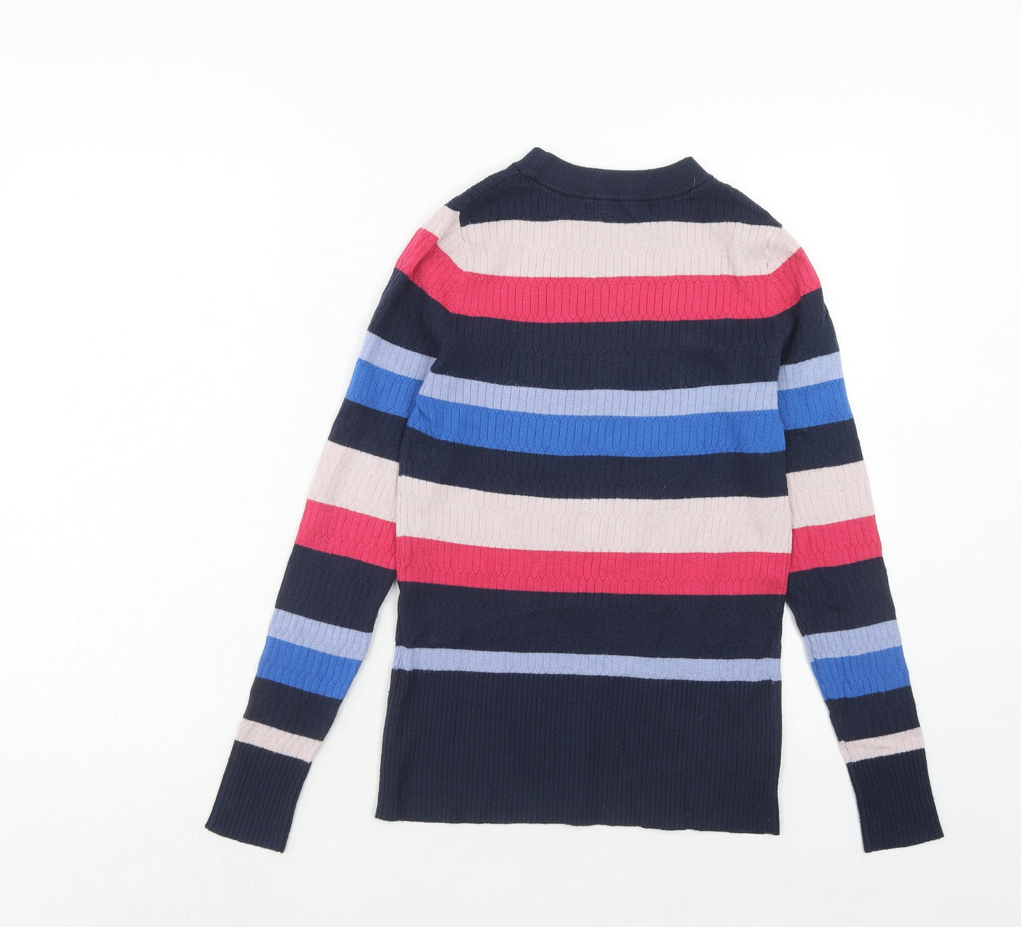 Marks and Spencer Womens Multicoloured Round Neck Striped Viscose Pullover Jumper Size 10