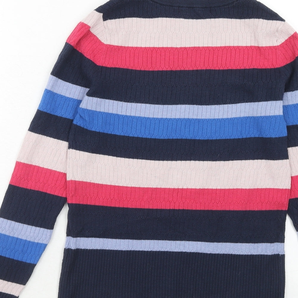 Marks and Spencer Womens Multicoloured Round Neck Striped Viscose Pullover Jumper Size 10