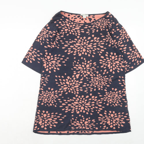Monsoon Womens Blue Geometric Cotton A-Line Size 12 Round Neck Pullover