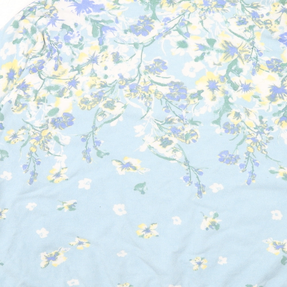 Bonmarché Womens Blue Boat Neck Floral Viscose Pullover Jumper Size 24