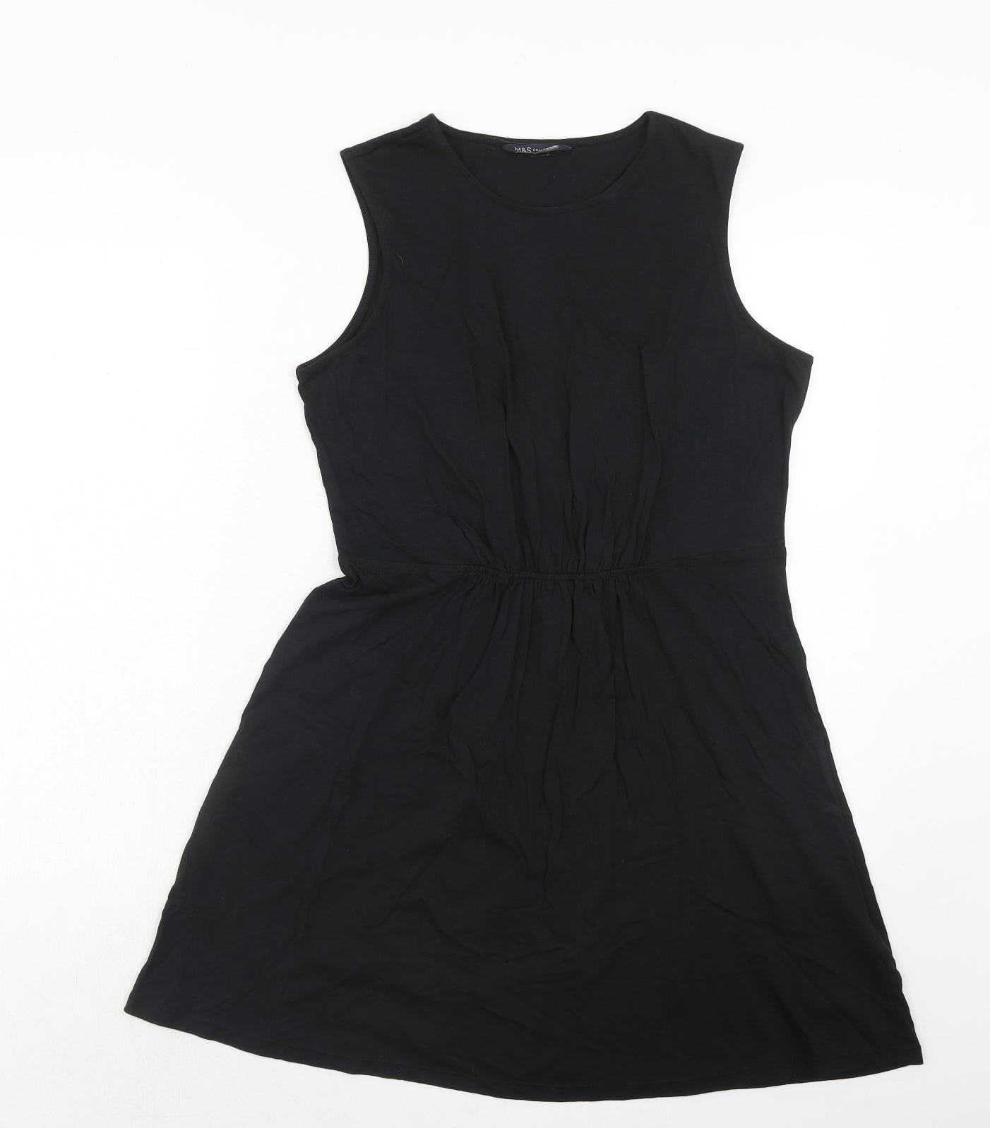 Marks and Spencer Womens Black Cotton Fit & Flare Size 12 Round Neck Pullover