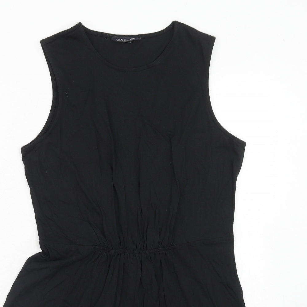 Marks and Spencer Womens Black Cotton Fit & Flare Size 12 Round Neck Pullover