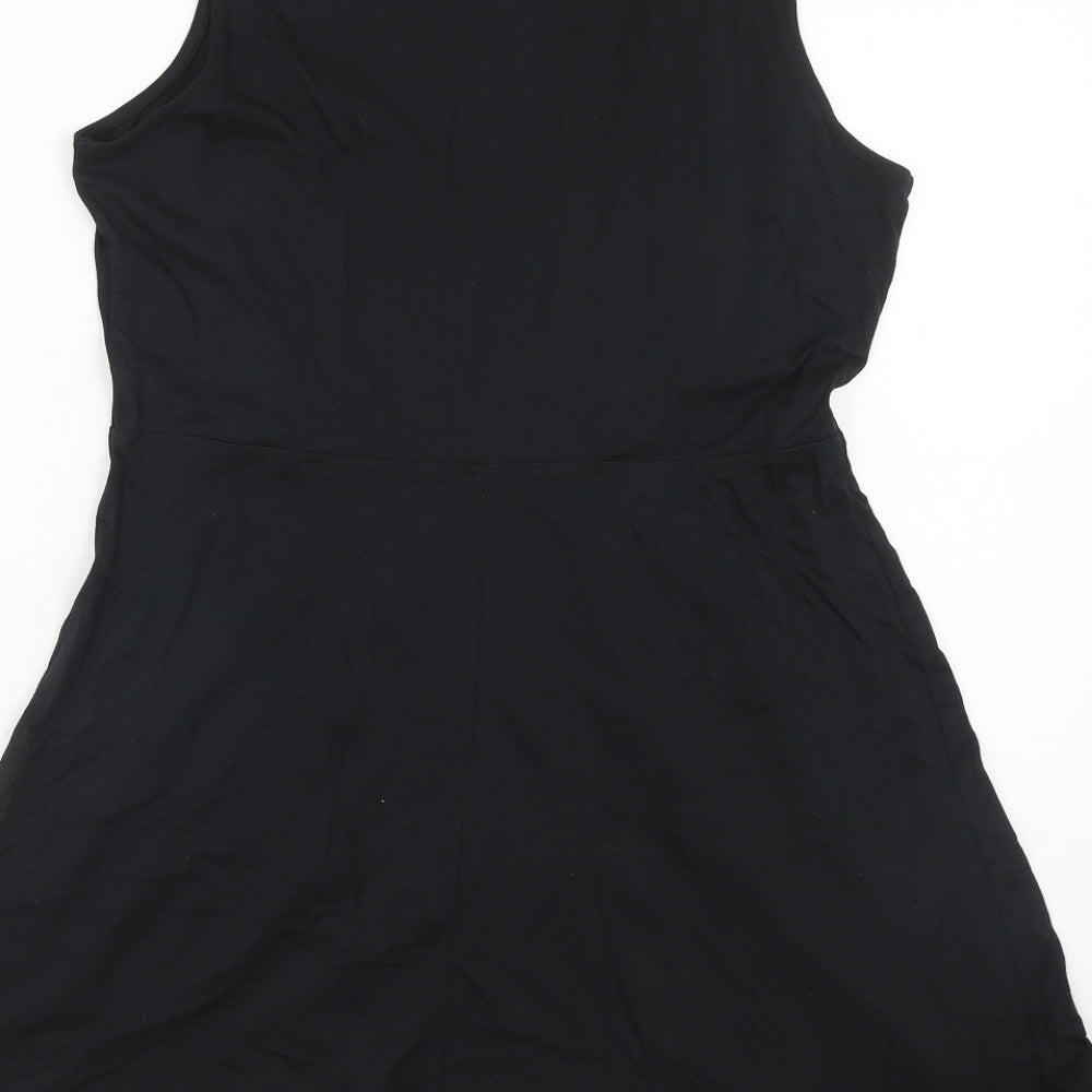 Marks and Spencer Womens Black Cotton Fit & Flare Size 12 Round Neck Pullover