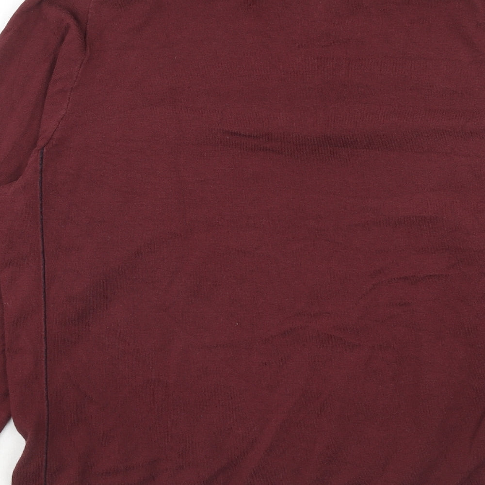 Autograph Mens Red Cotton Polo Size L Collared Zip