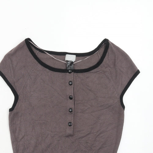 H&M Womens Grey Boat Neck Viscose Pullover Jumper Size XS