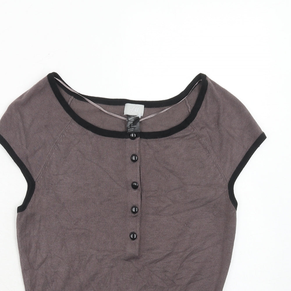 H&M Womens Grey Boat Neck Viscose Pullover Jumper Size XS