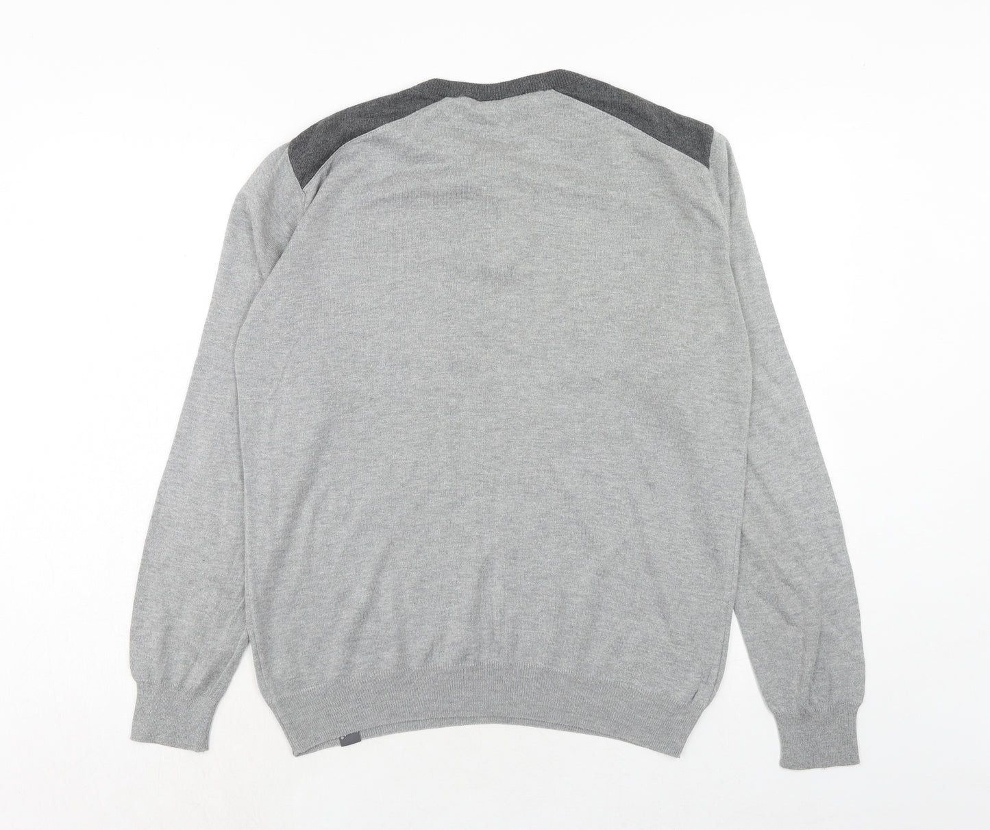 McKenzie Mens Grey Round Neck Cotton Pullover Jumper Size L Long Sleeve