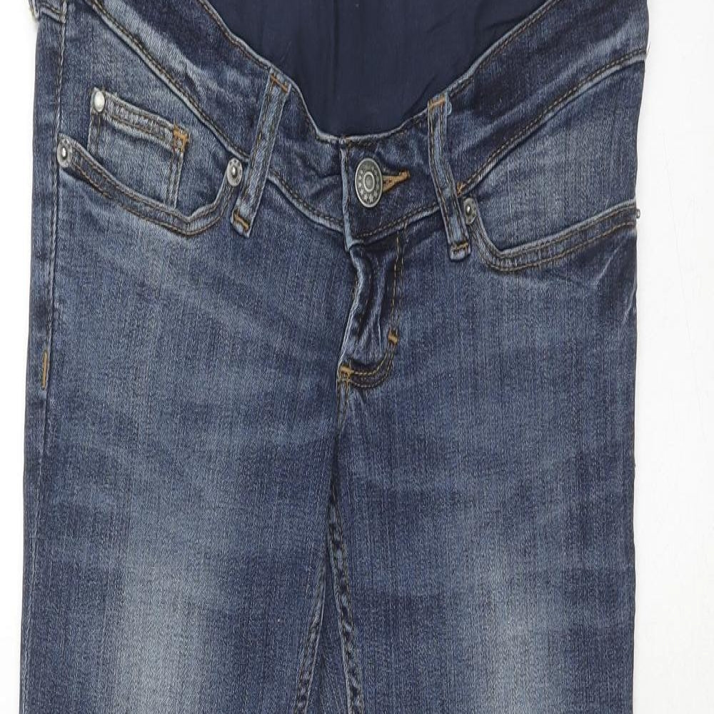 H&M Womens Blue Cotton Straight Jeans Size 8 Regular Button