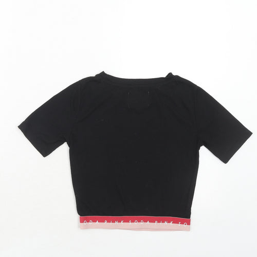 Pink Soda Womens Black Polyester Basic T-Shirt Size 6 Round Neck - Pink Soda