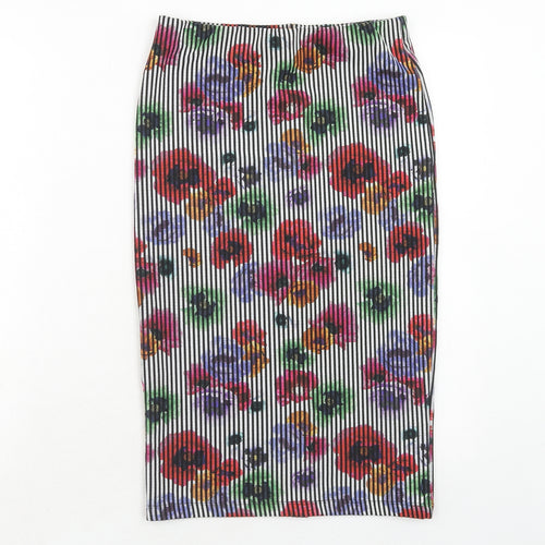 Zara Womens Multicoloured Floral Polyester Bandage Skirt Size M