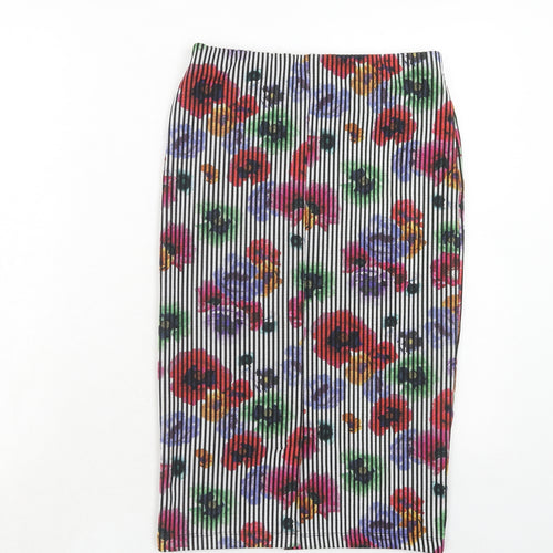 Zara Womens Multicoloured Floral Polyester Bandage Skirt Size M