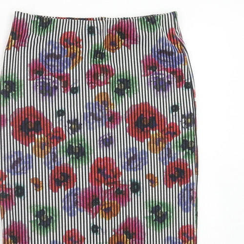 Zara Womens Multicoloured Floral Polyester Bandage Skirt Size M