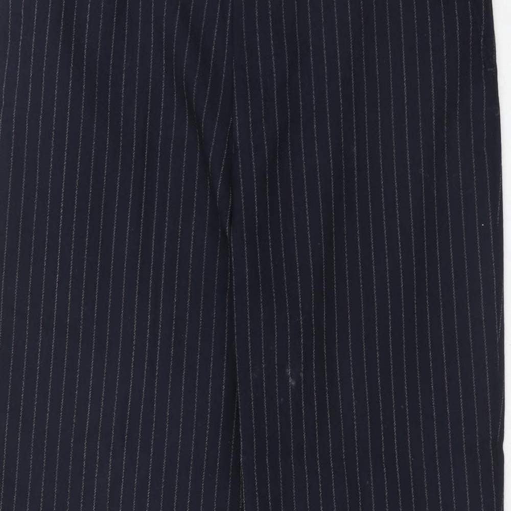 THE LABEL Mens Blue Striped Wool Dress Pants Trousers Size 34 in Regular Hook & Eye