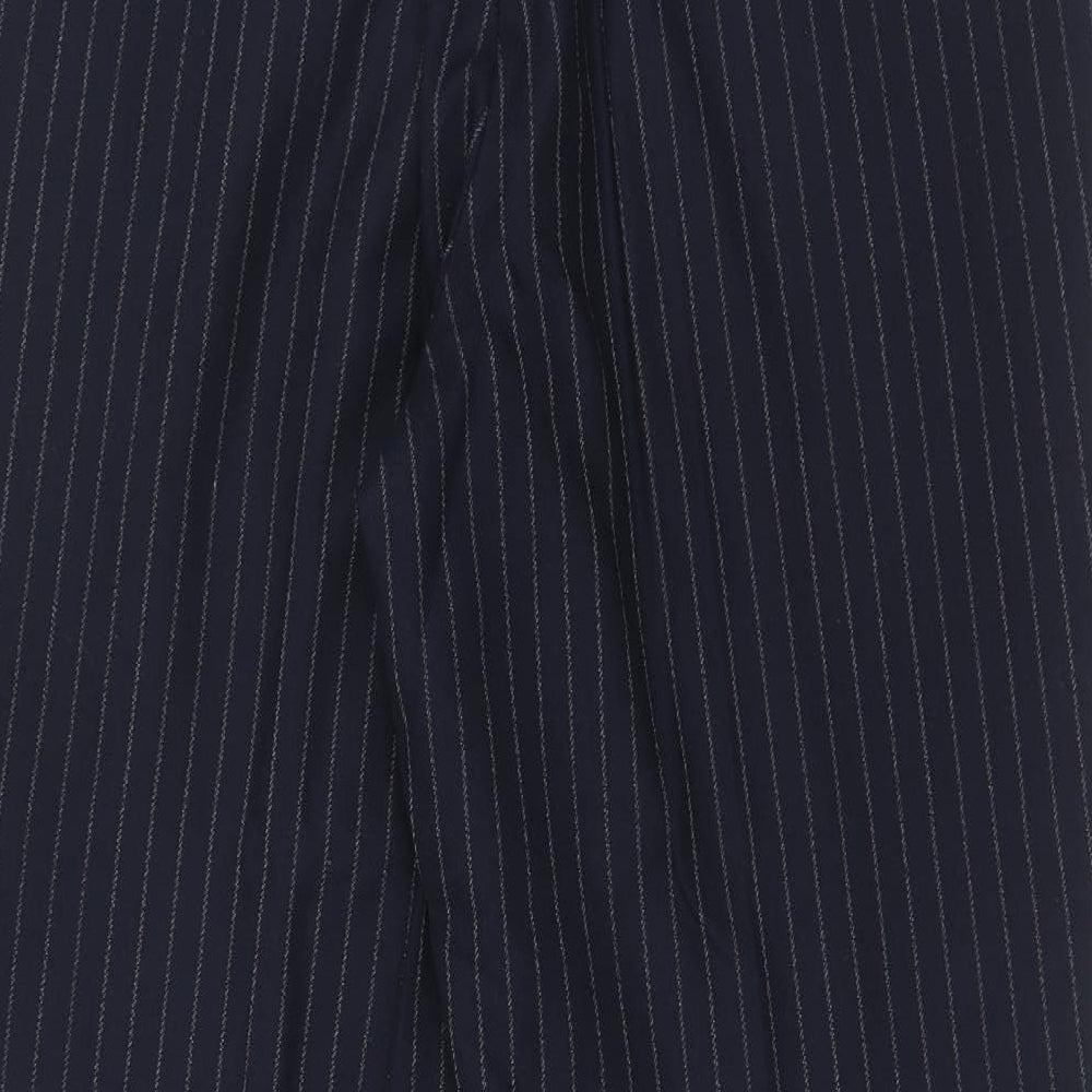 THE LABEL Mens Blue Striped Wool Dress Pants Trousers Size 34 in Regular Hook & Eye