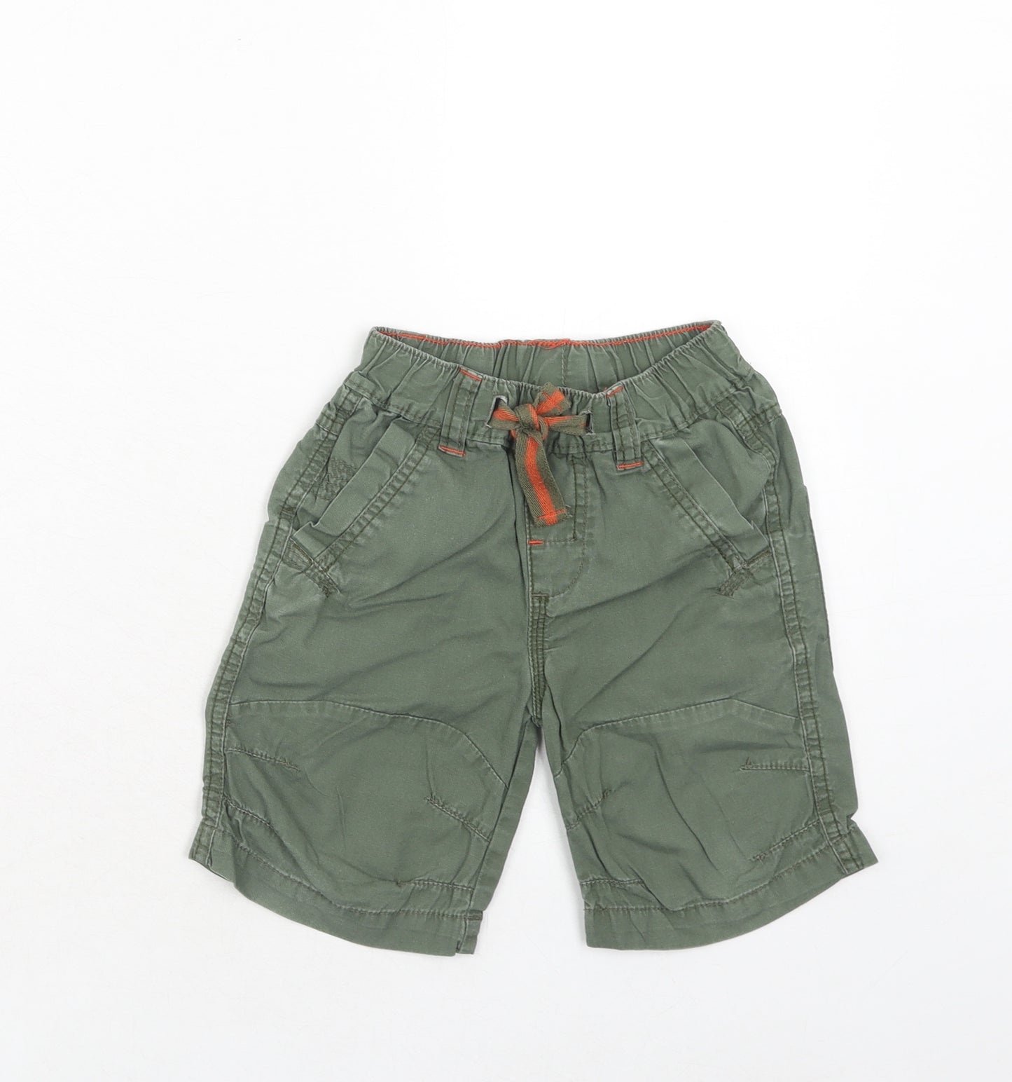NEXT Boys Green Cotton Chino Shorts Size 4 Years Regular Zip