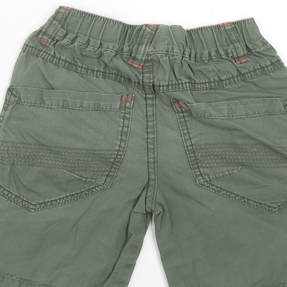NEXT Boys Green Cotton Chino Shorts Size 4 Years Regular Zip