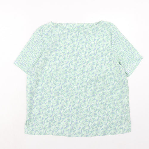 Slimma Womens Green Polka Dot Polyester Basic Blouse Size 14 Round Neck