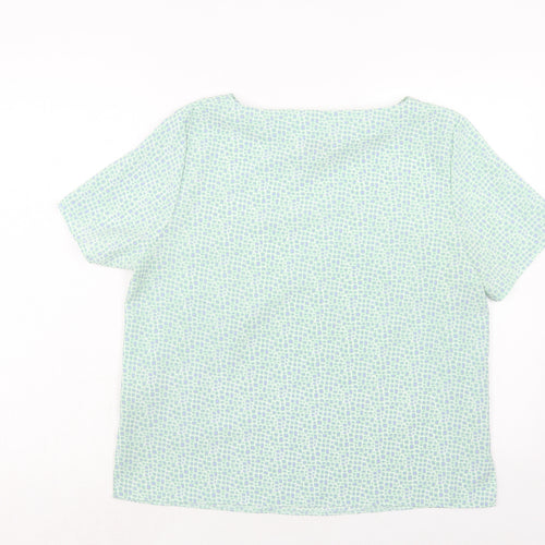 Slimma Womens Green Polka Dot Polyester Basic Blouse Size 14 Round Neck