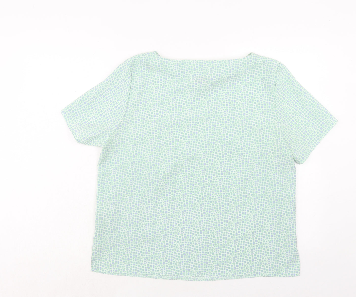 Slimma Womens Green Polka Dot Polyester Basic Blouse Size 14 Round Neck