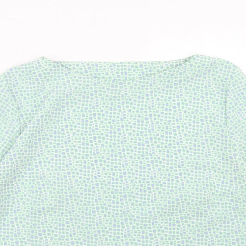 Slimma Womens Green Polka Dot Polyester Basic Blouse Size 14 Round Neck