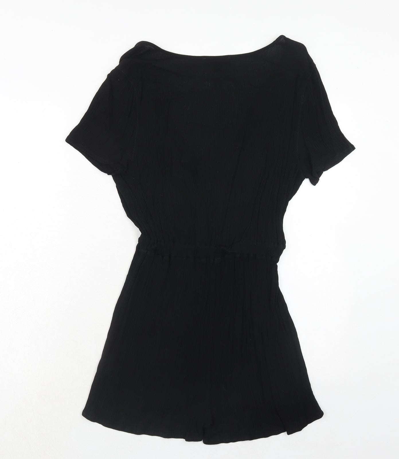 Missguided Womens Black Viscose Playsuit One-Piece Size 10 Pullover - Tie Front Detail