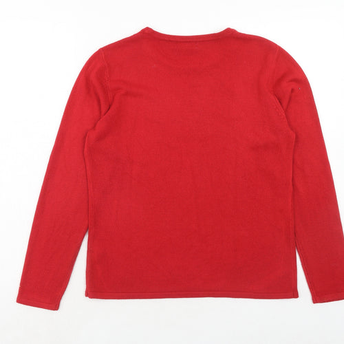 Bonmarché Womens Red Round Neck Acrylic Pullover Jumper Size S