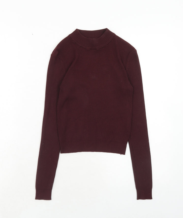 H&M Womens Purple Mock Neck Viscose Pullover Jumper Size XS