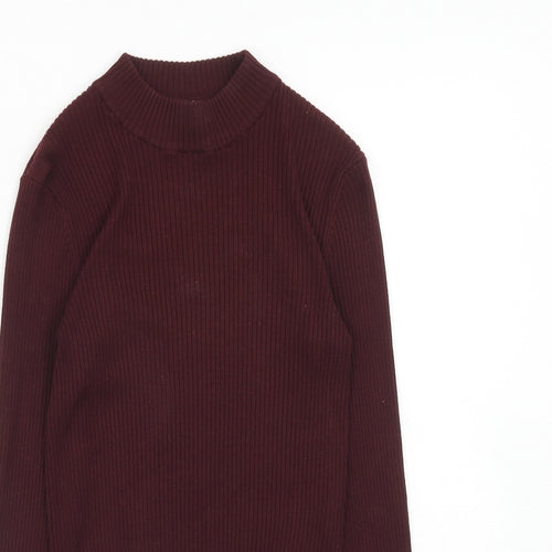H&M Womens Purple Mock Neck Viscose Pullover Jumper Size XS
