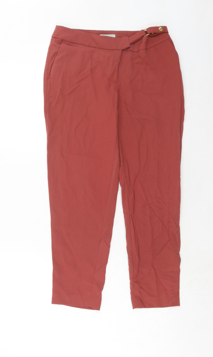 H&M Womens Orange Polyester Chino Trousers Size 8 Regular Button