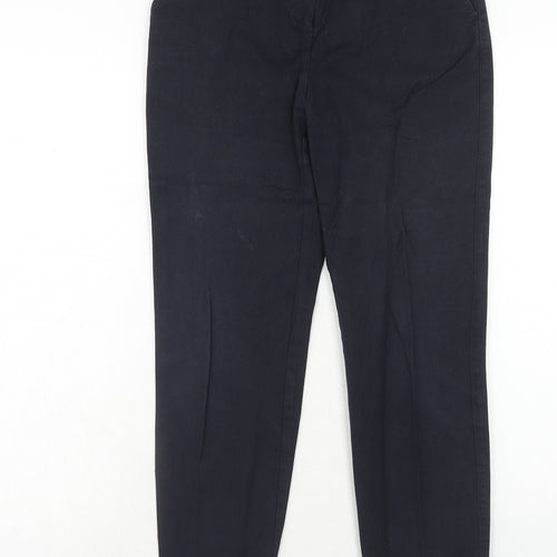 NEXT Womens Black Cotton Carrot Trousers Size 8 Regular Hook & Eye