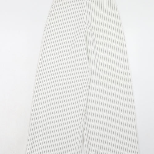 Boohoo Womens White Striped Polyester Trousers Size 8 Regular