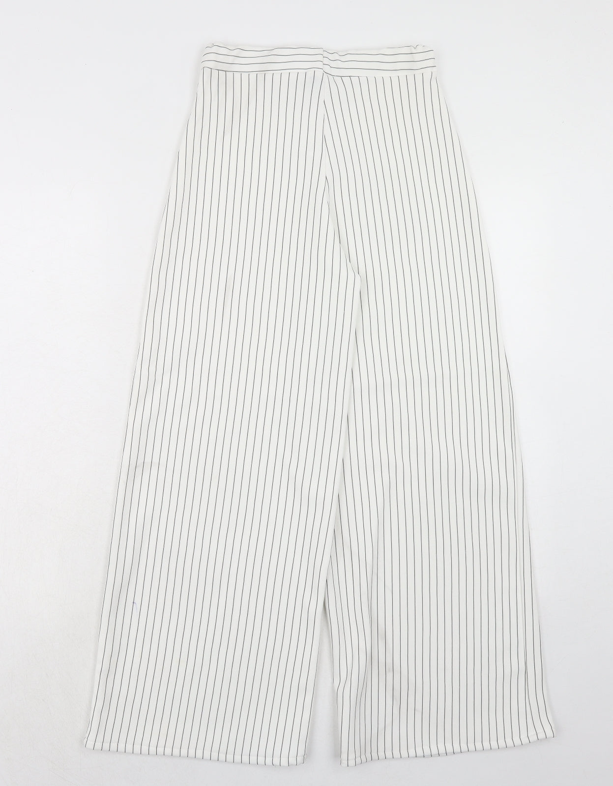 Boohoo Womens White Striped Polyester Trousers Size 8 Regular