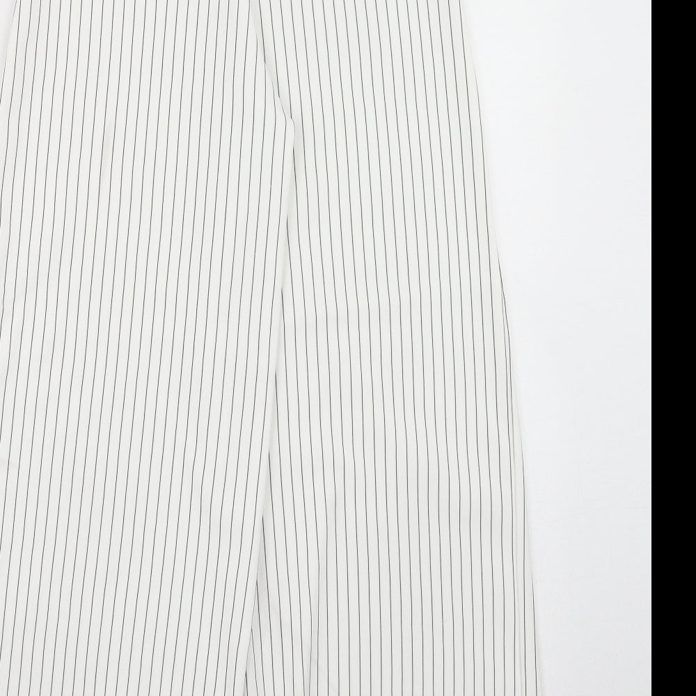 Boohoo Womens White Striped Polyester Trousers Size 8 Regular