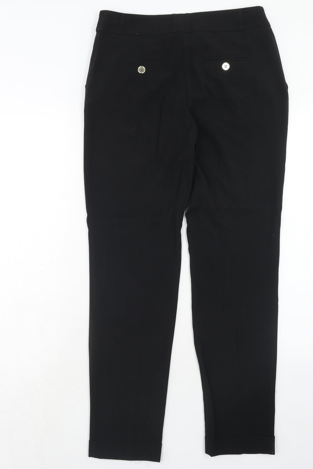 M&Co Womens Black Polyester Trousers Size 10 Regular Hook & Eye