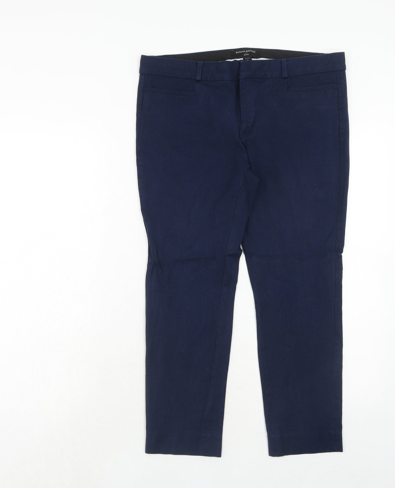 Banana Republic Womens Blue Viscose Chino Trousers Size 10 Regular Hook & Eye